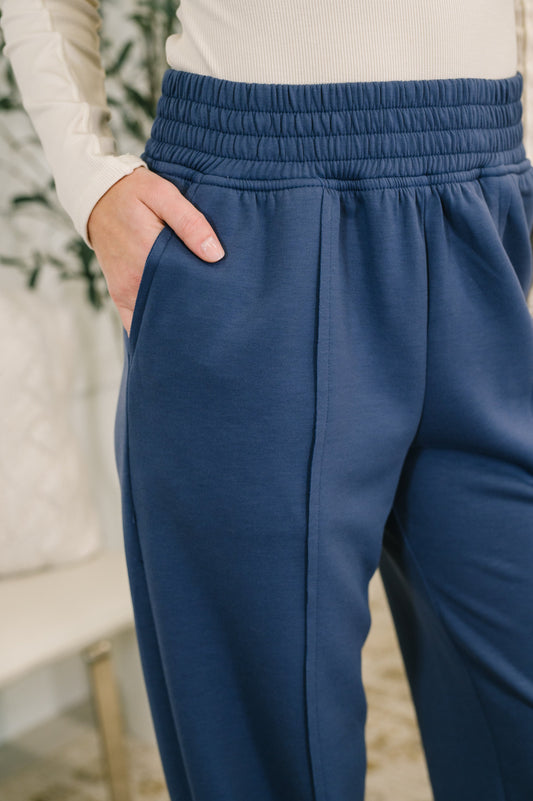 Every Second, Every Hour Jogger Bottoms in Blue Indigo