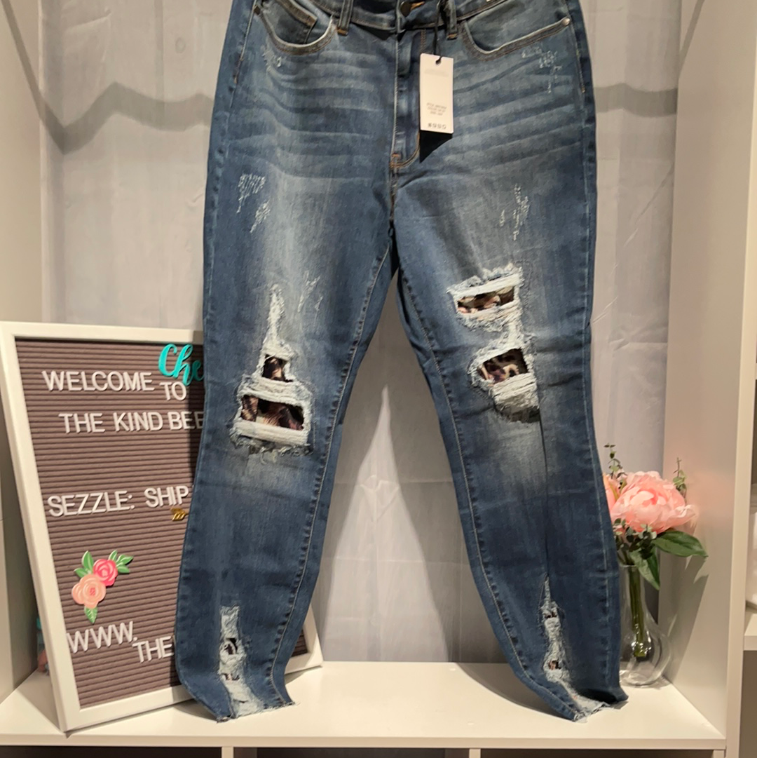 Leopard Patches - Judy Blue Jean - Blue