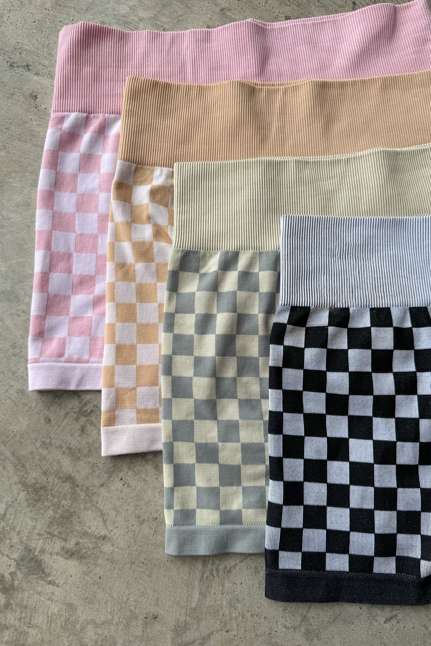 Checker Bra & Biker Short Set