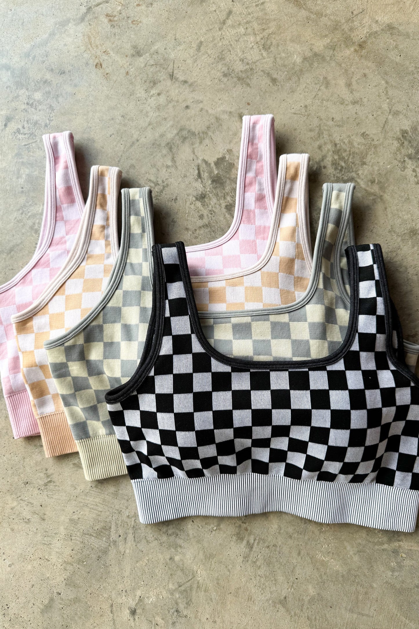 Checker Bra & Biker Short Set