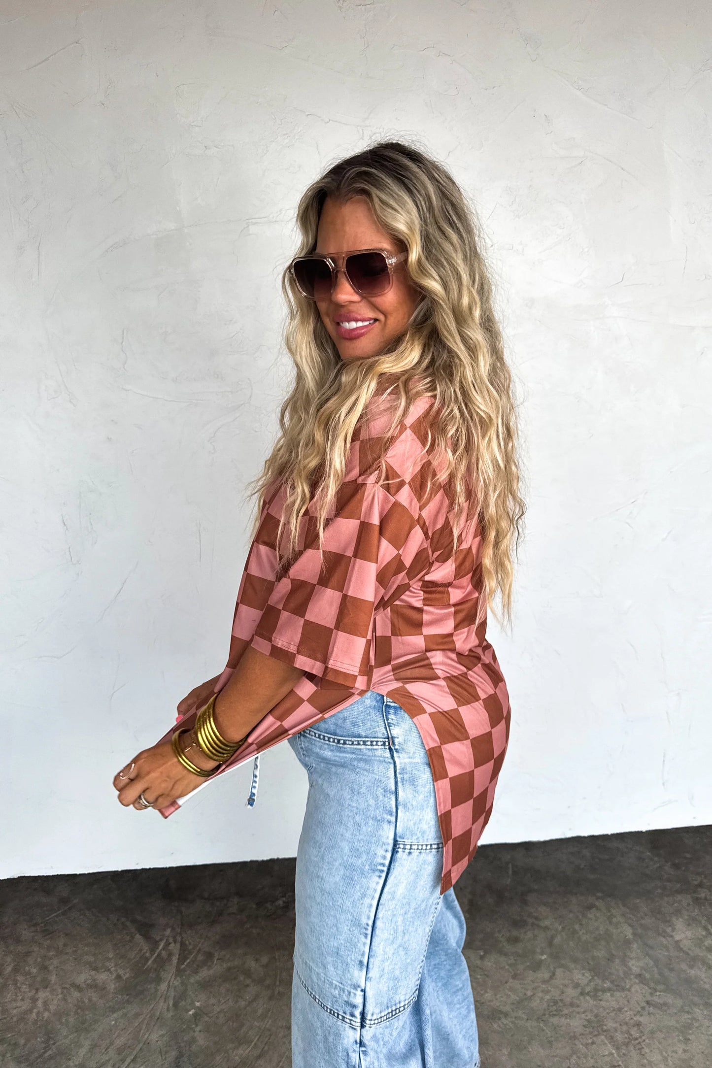 Check Babe Side Slit Top