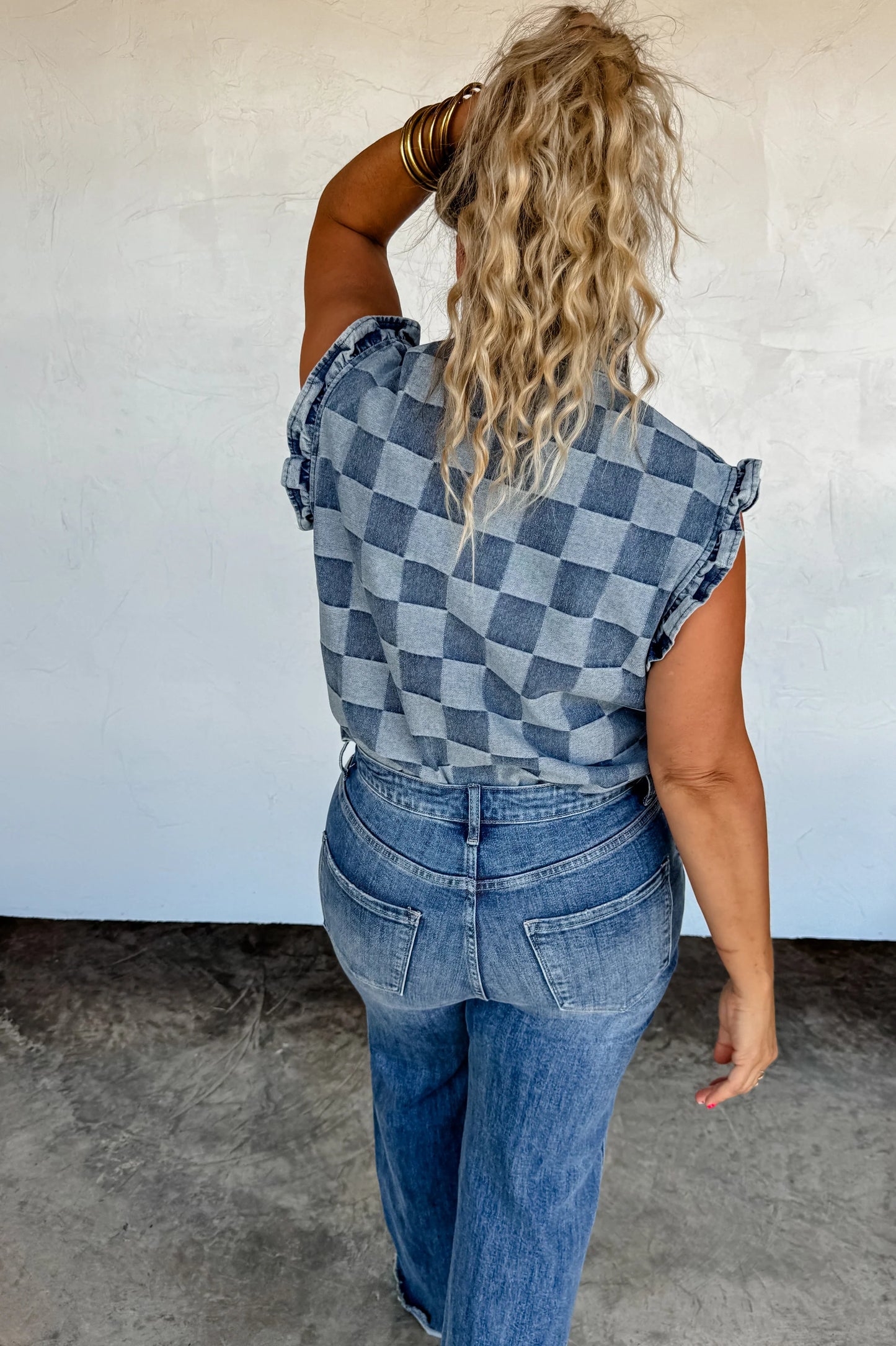 Lainey Checker Denim Vest