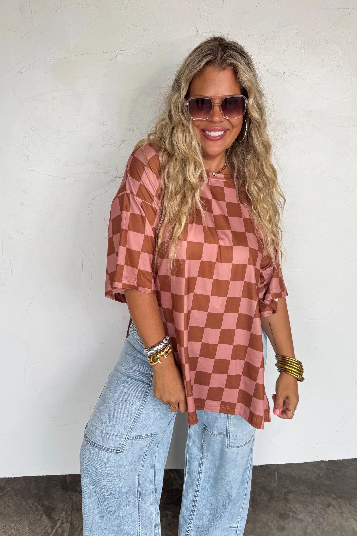 Check Babe Side Slit Top
