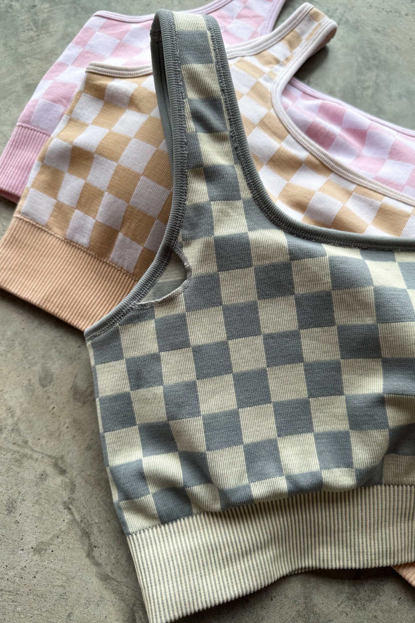 Checker Bra & Biker Short Set