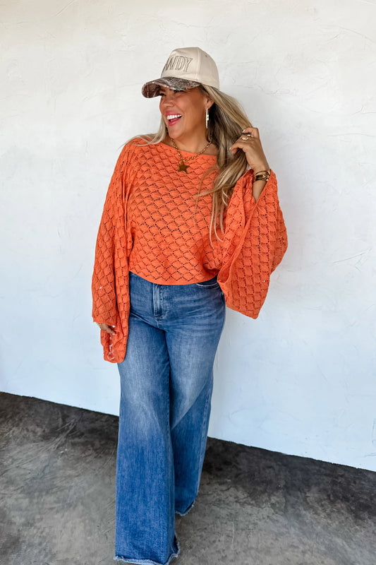 Fall Colors Free Spirt Bell Sleeve Top