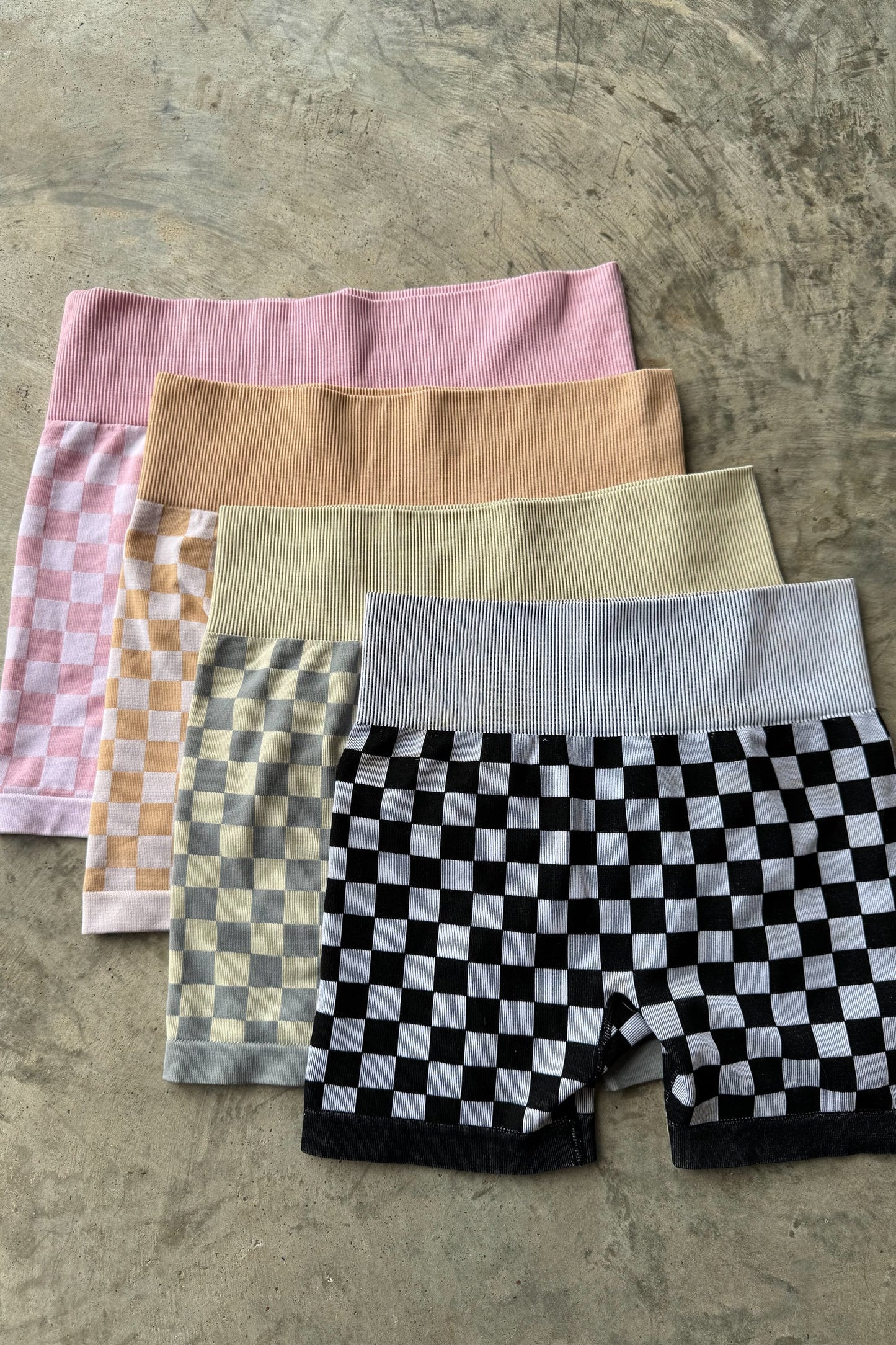 Checker Bra & Biker Short Set