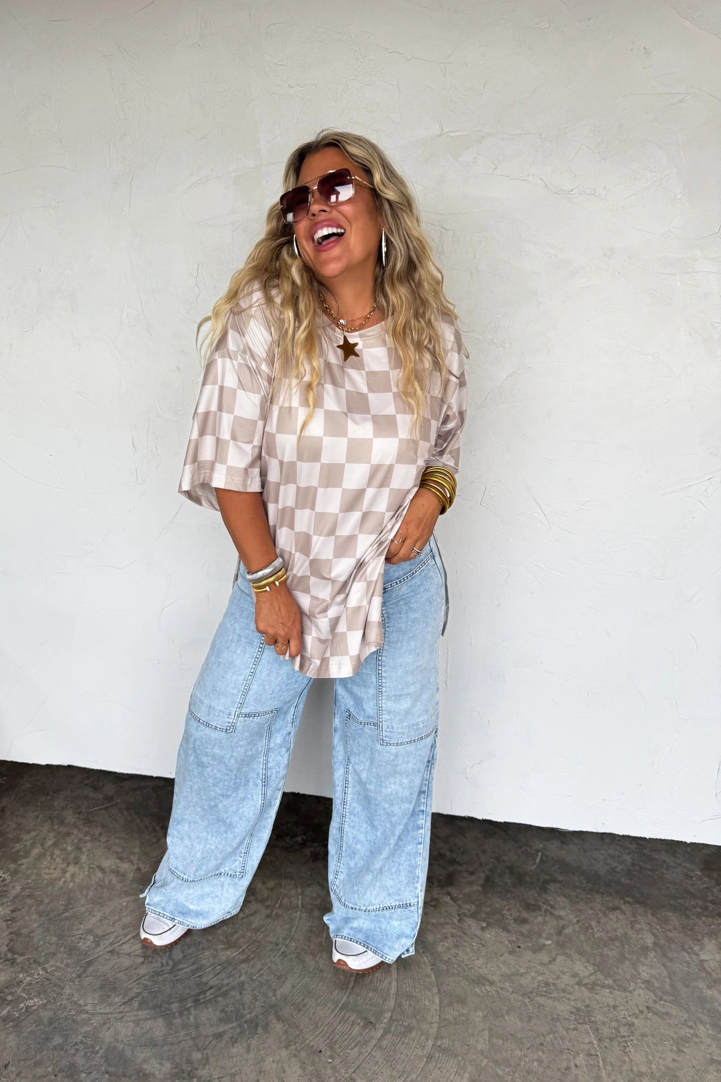 Check Babe Side Slit Top