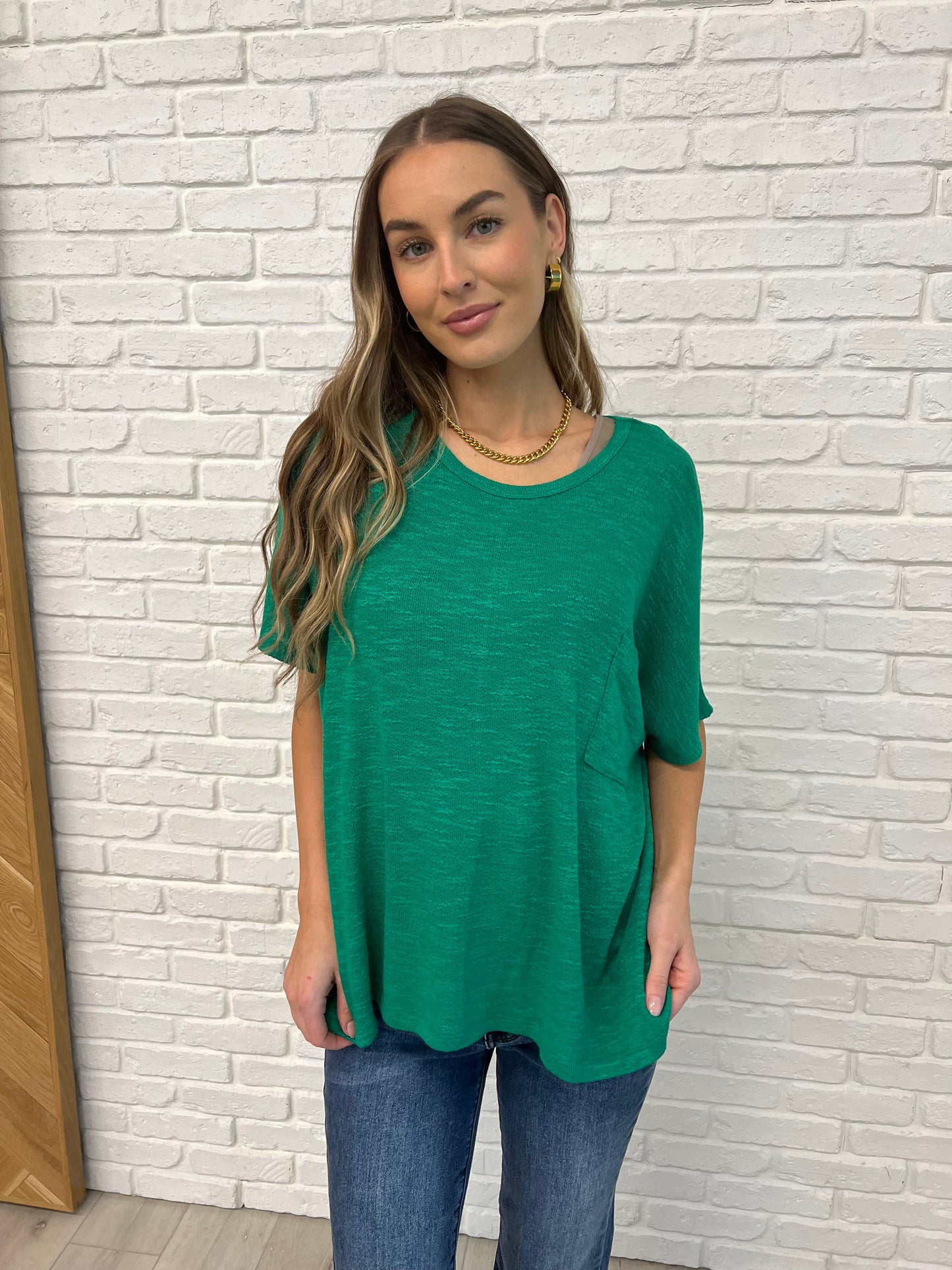 Basically Flowing Dolman Sleeve Top in Kelly Green