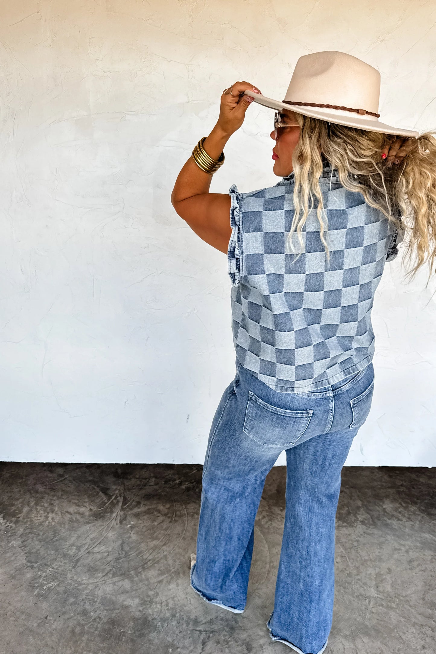 Lainey Checker Denim Vest