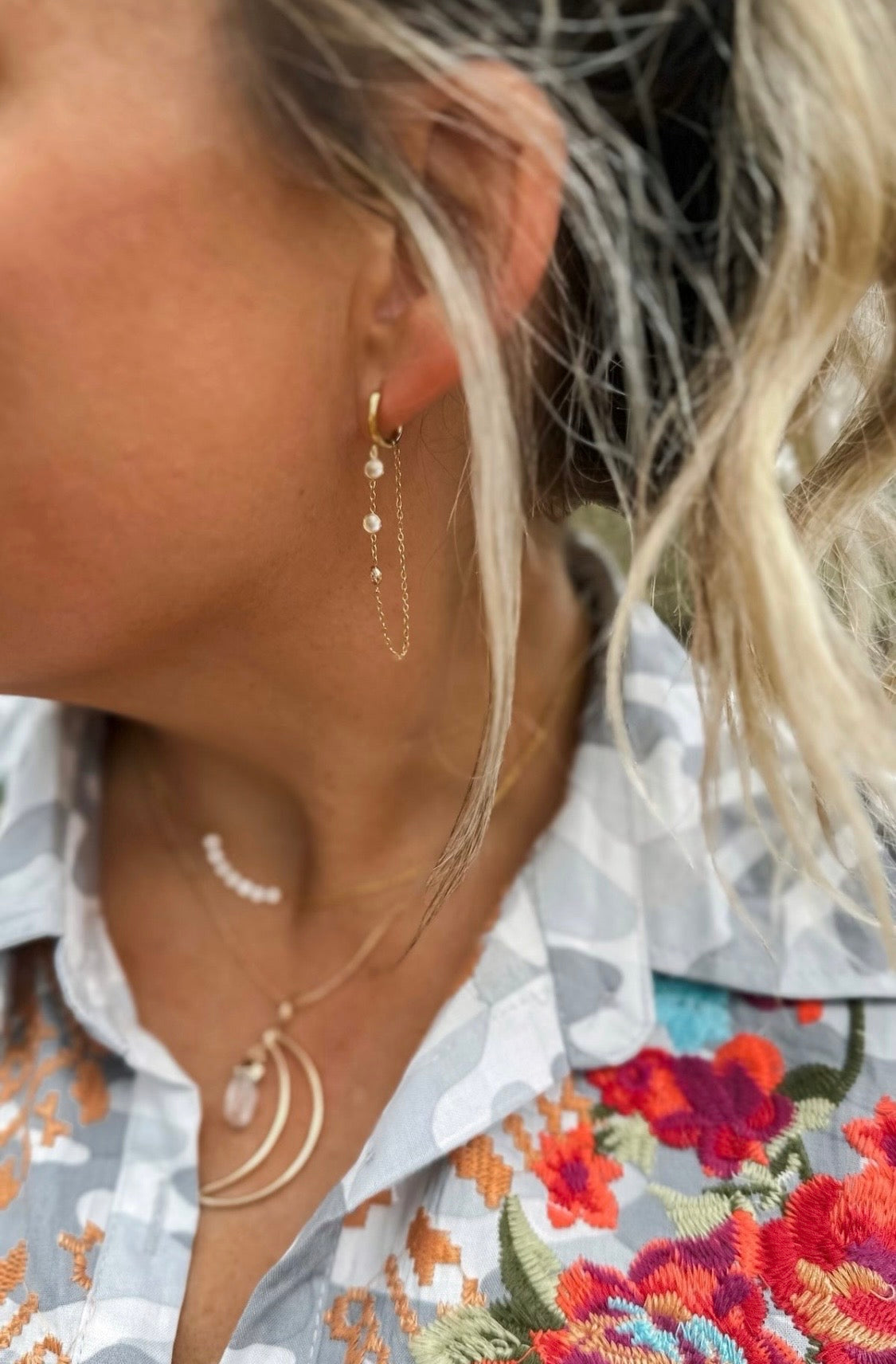 Cascade Diamond Hoop Earrings