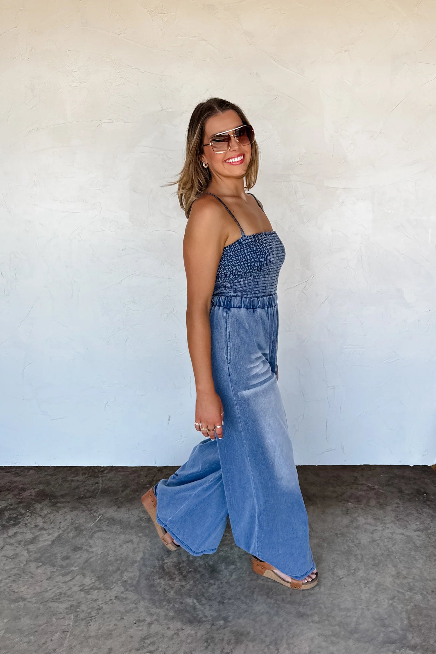 Denim Crush Smocked Romper