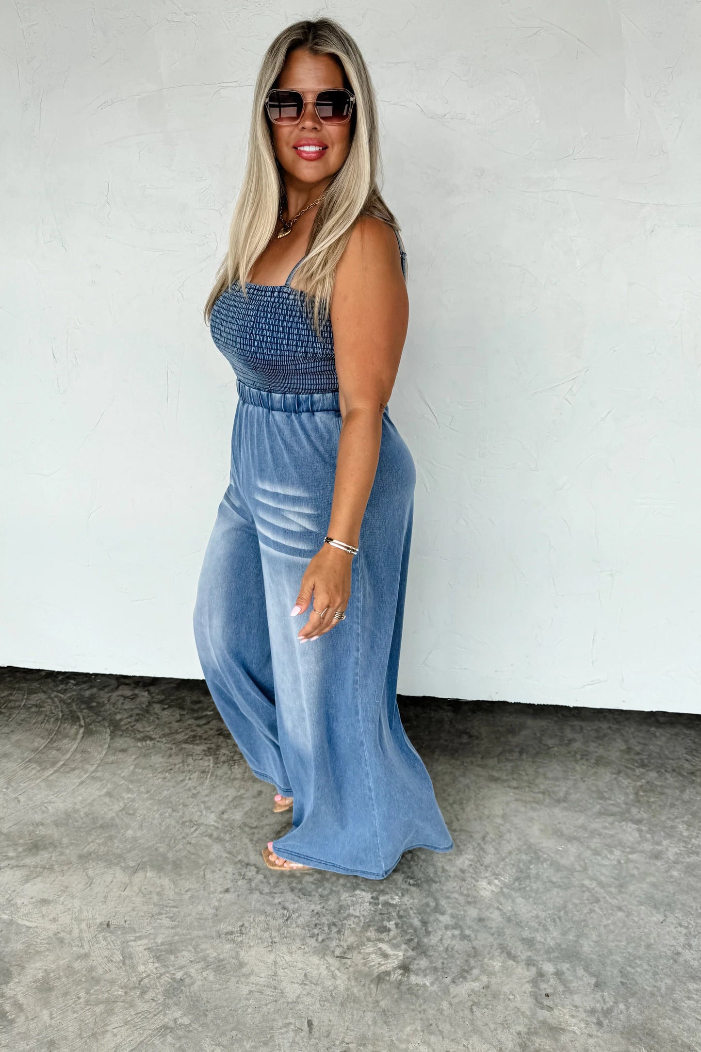 Denim Crush Smocked Romper