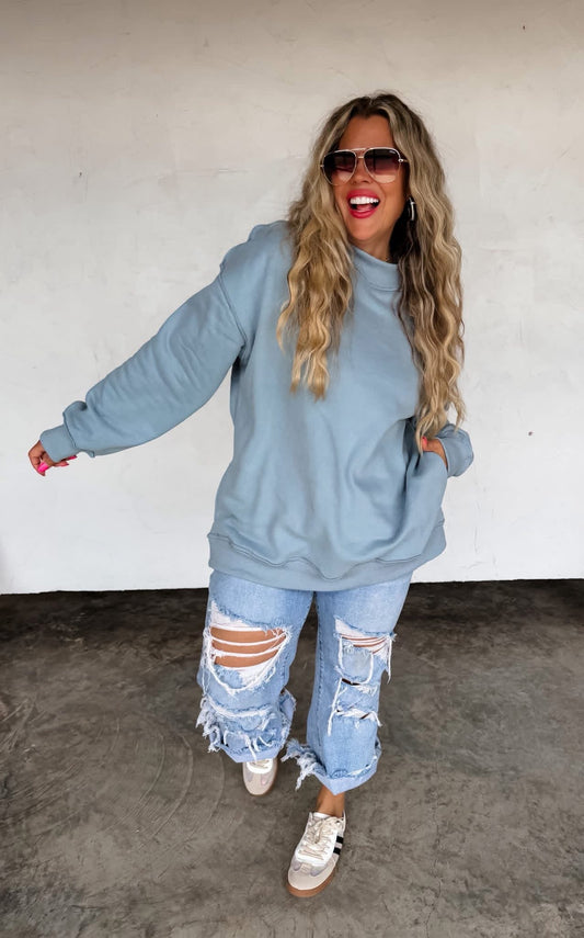 Mock Neck Pocket Crew