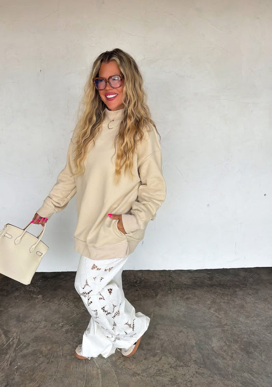 Mock Neck Pocket Crew