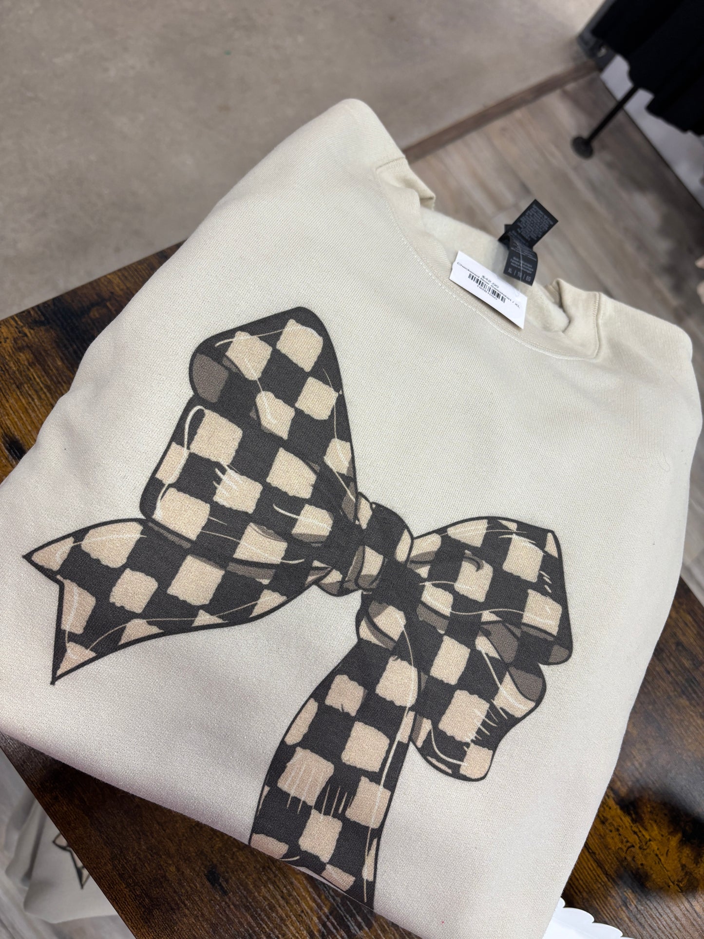 Checkered Bow Sweatshirt