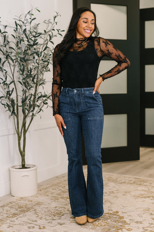 Jada High Waist Flare with Patch Pockets