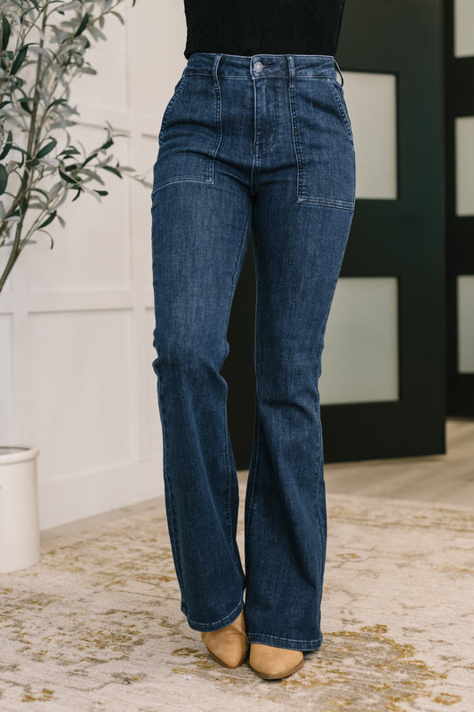 Jada High Waist Flare with Patch Pockets