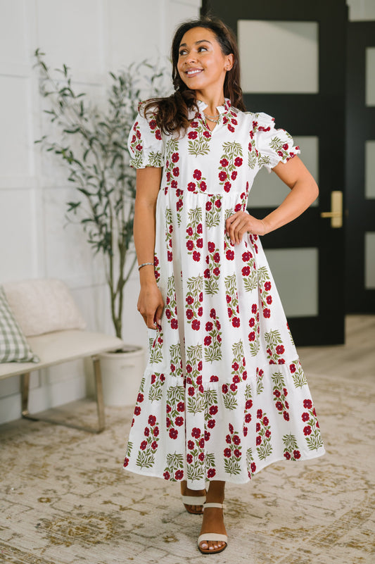 Quiet Life Notch Neck Tiered Dress in White