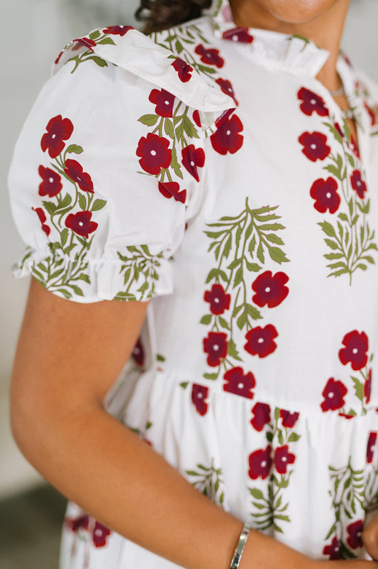 Quiet Life Notch Neck Tiered Dress in White