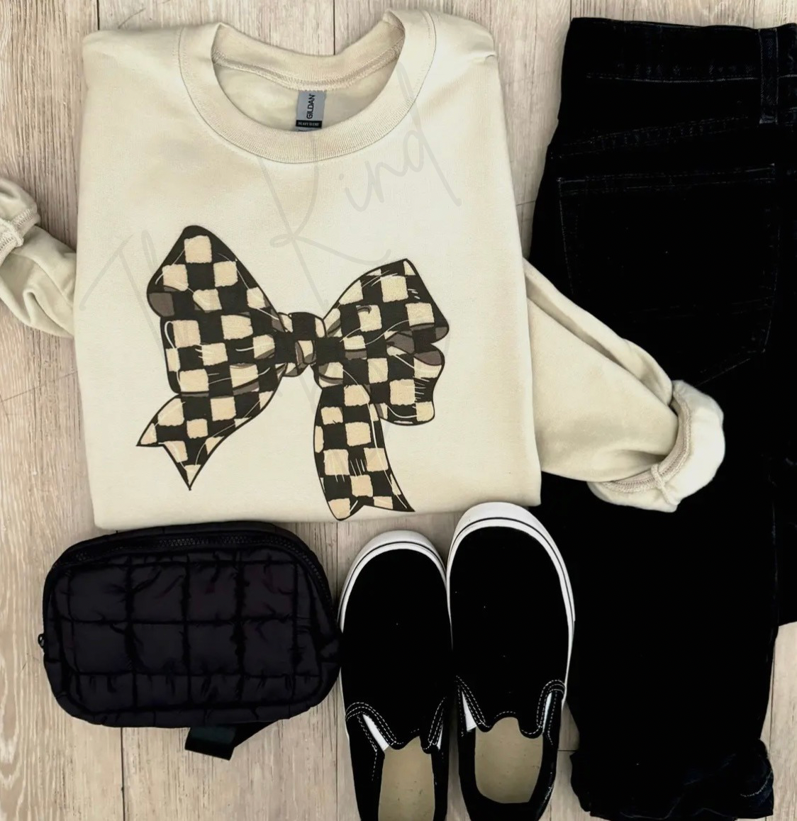 Checkered Bow Sweatshirt