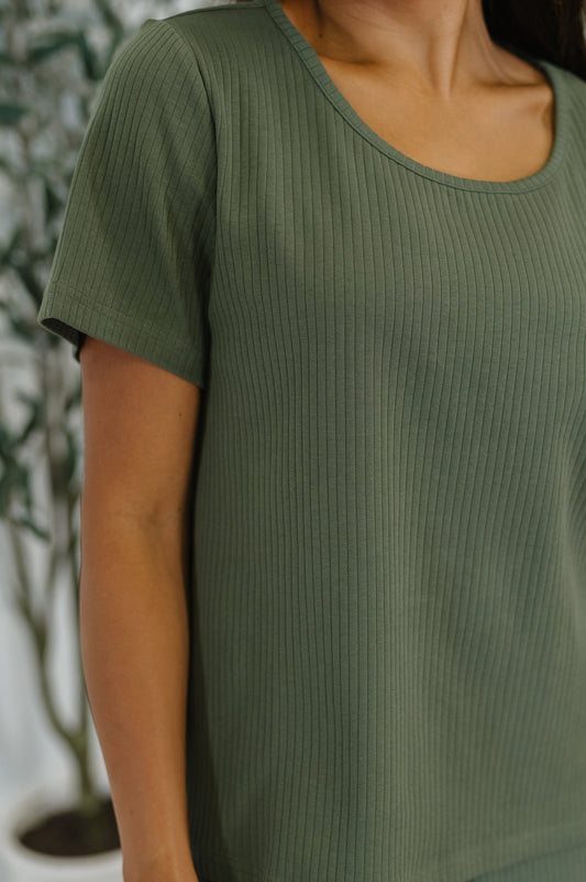 Thyme Boxy Tee in Dusty Pine
